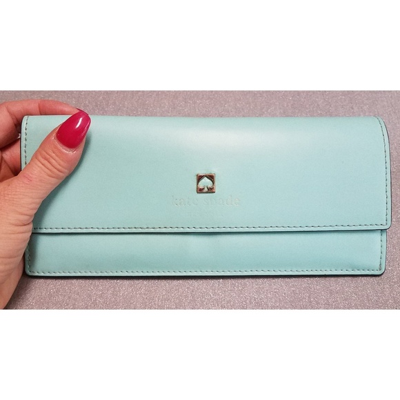 kate spade Handbags - Kate Spade blue genuine leather billfold clutch